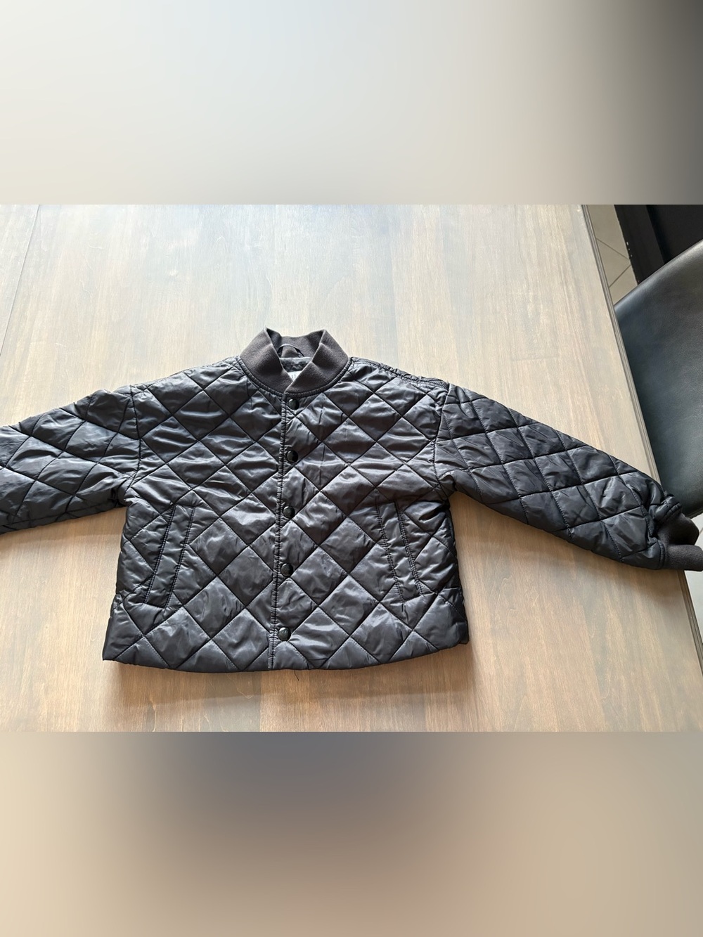 GAP Black Quilted Puffer Bomber Jacket - Girls